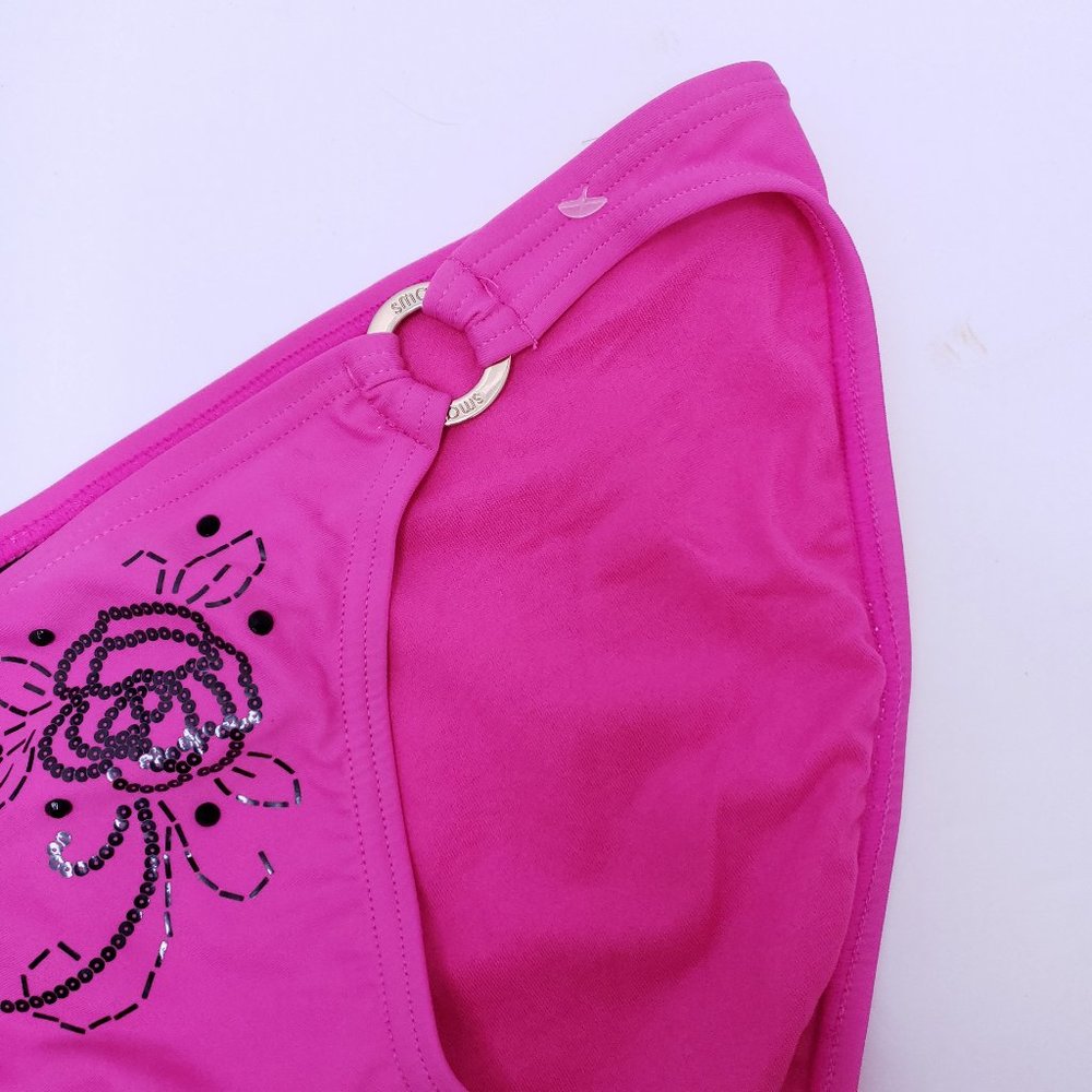 new Pink Bikini Bottom Ties Ring Rose Sequins Smart & Sexy medium 8 10 Barbie - Picture 4 of 5